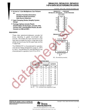 SN74ALS151DRE4 datasheet  